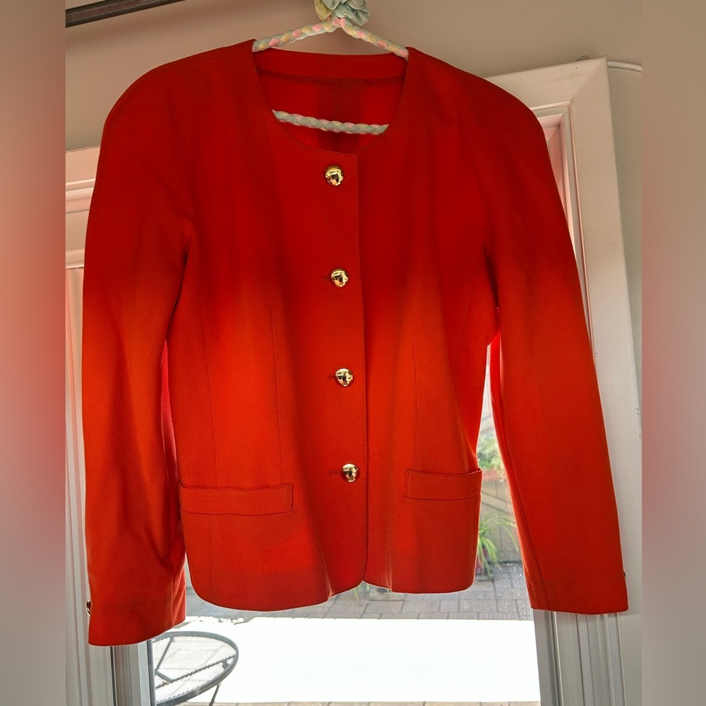 Italian light wool orange bateau neck jacket